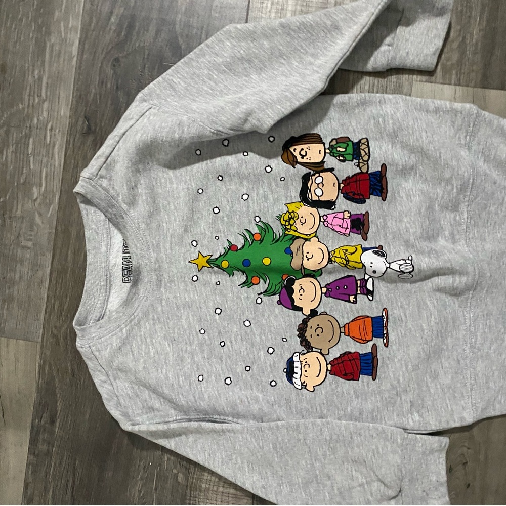 Kids Gray Peanuts Christmas Sweatshirt - Picture 3 of 6
